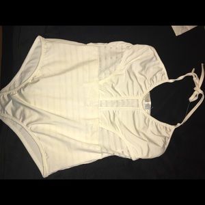 White one piece sheer bathing suit
